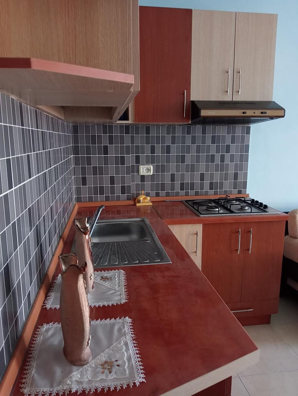 Kitchen or kitchenette, stove