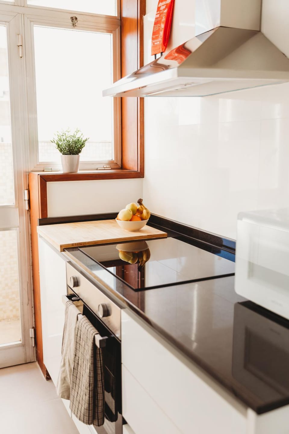 Kitchen or kitchenette, stove