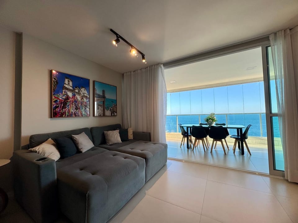 Natural landscape, View (from property/room), Balcony/Terrace, Living room, Seating area, Dining area, Beach, Sea view