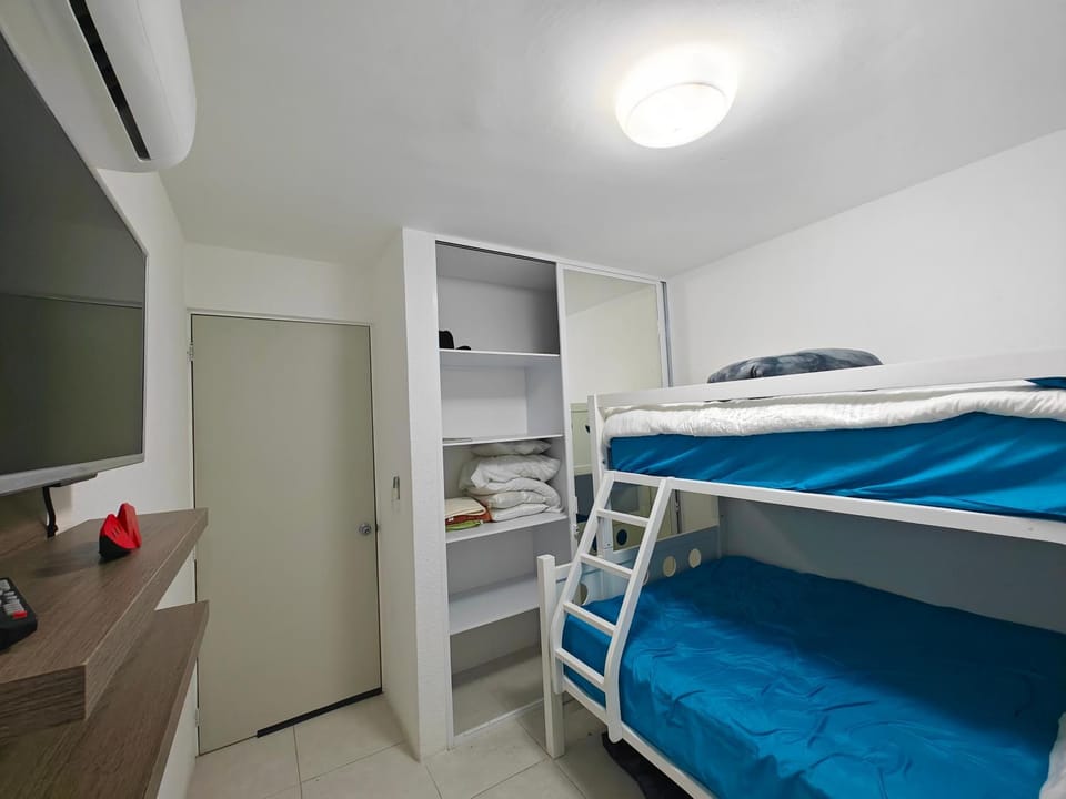 Bed, Photo of the whole room, Bedroom, bunk bed, wardrobe
