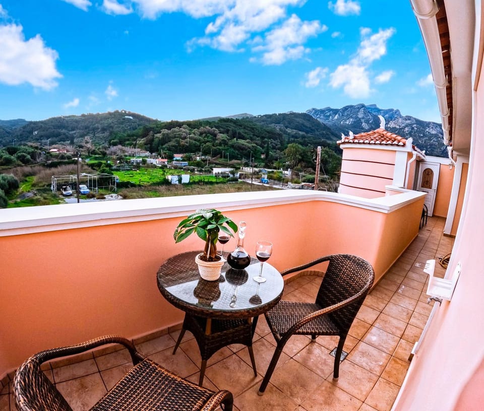 Property building, Patio, Day, Natural landscape, View (from property/room), Balcony/Terrace, Mountain view