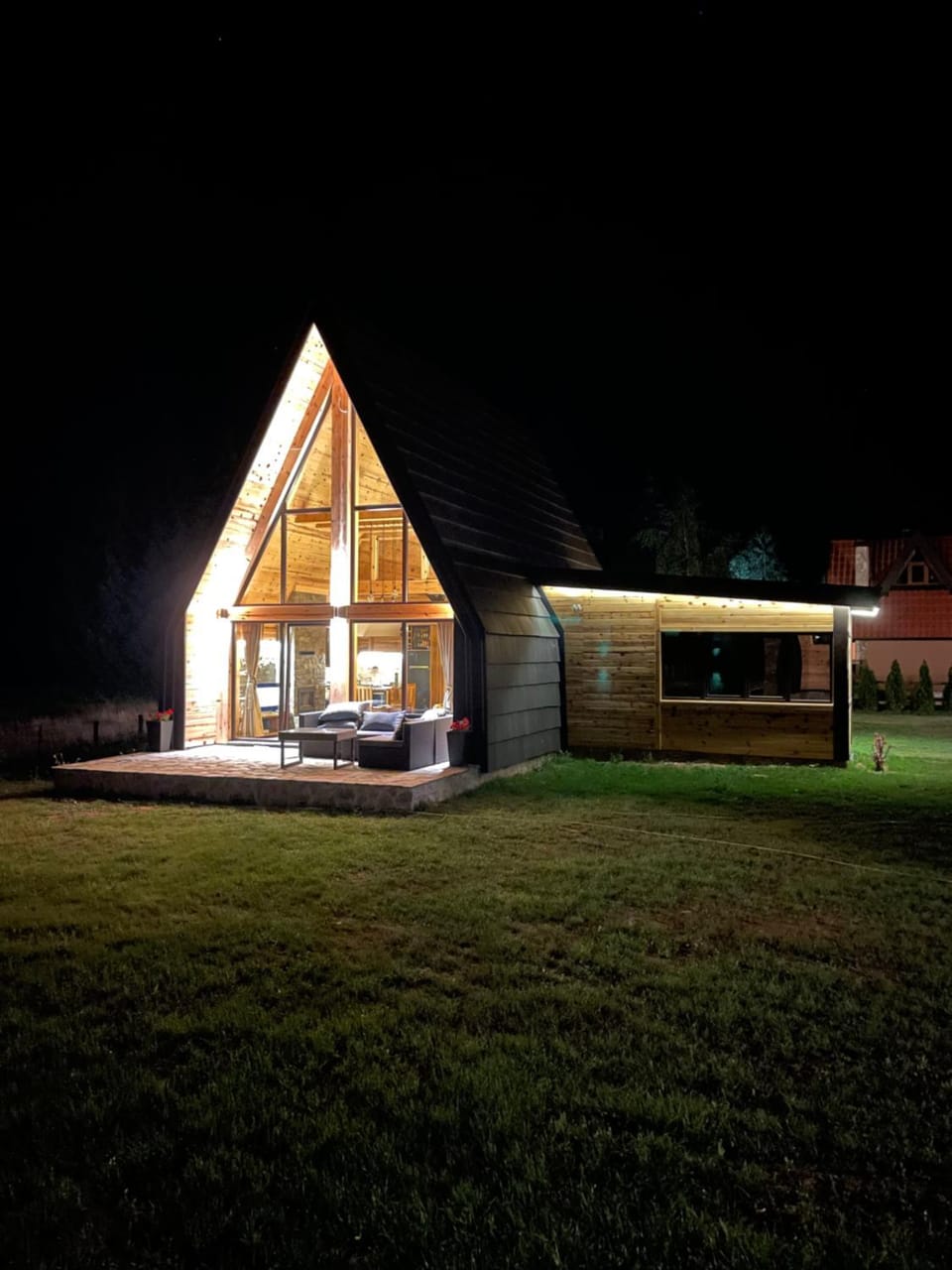 Property building, Night, Garden, Garden view