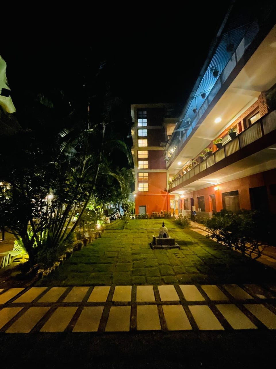 Property building, Night, Garden