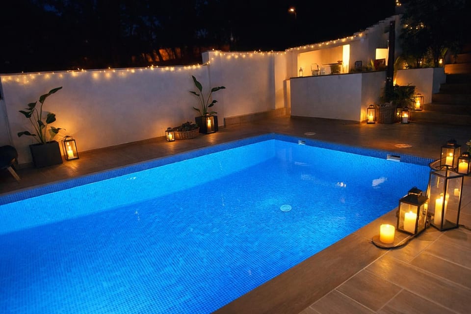 Night, Evening entertainment, Pool view, Swimming pool