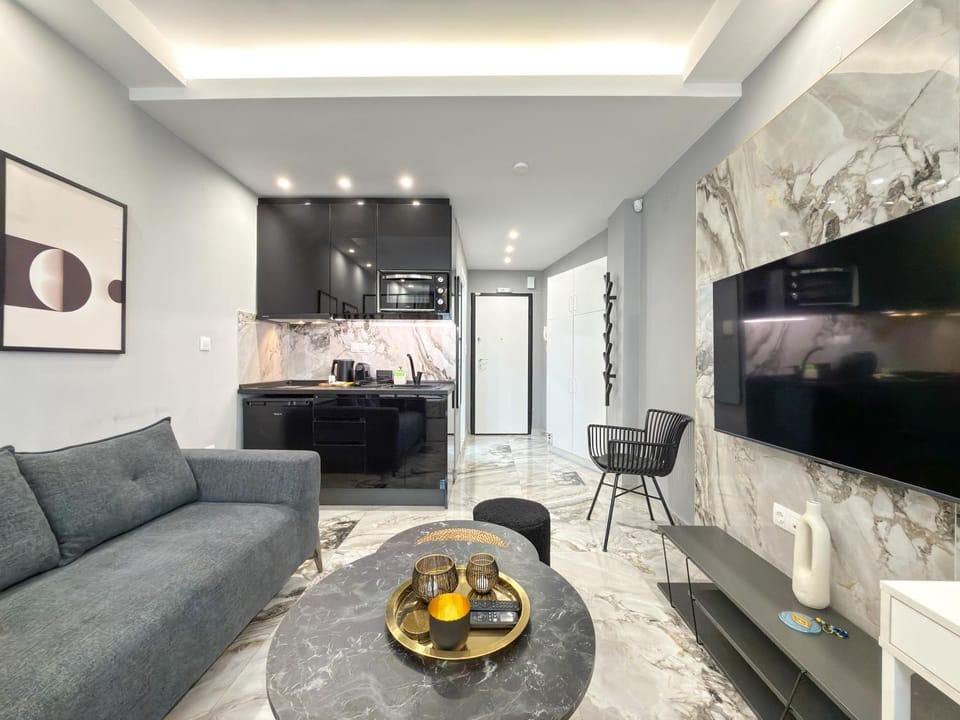 TV and multimedia, Kitchen or kitchenette, Living room, Seating area, air conditioner