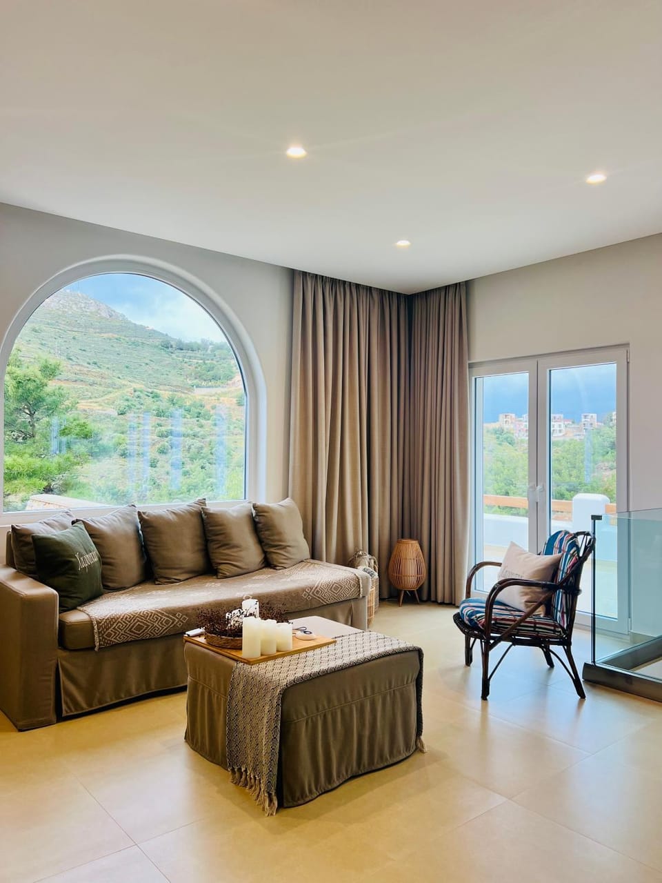 Natural landscape, Living room, Seating area, Mountain view
