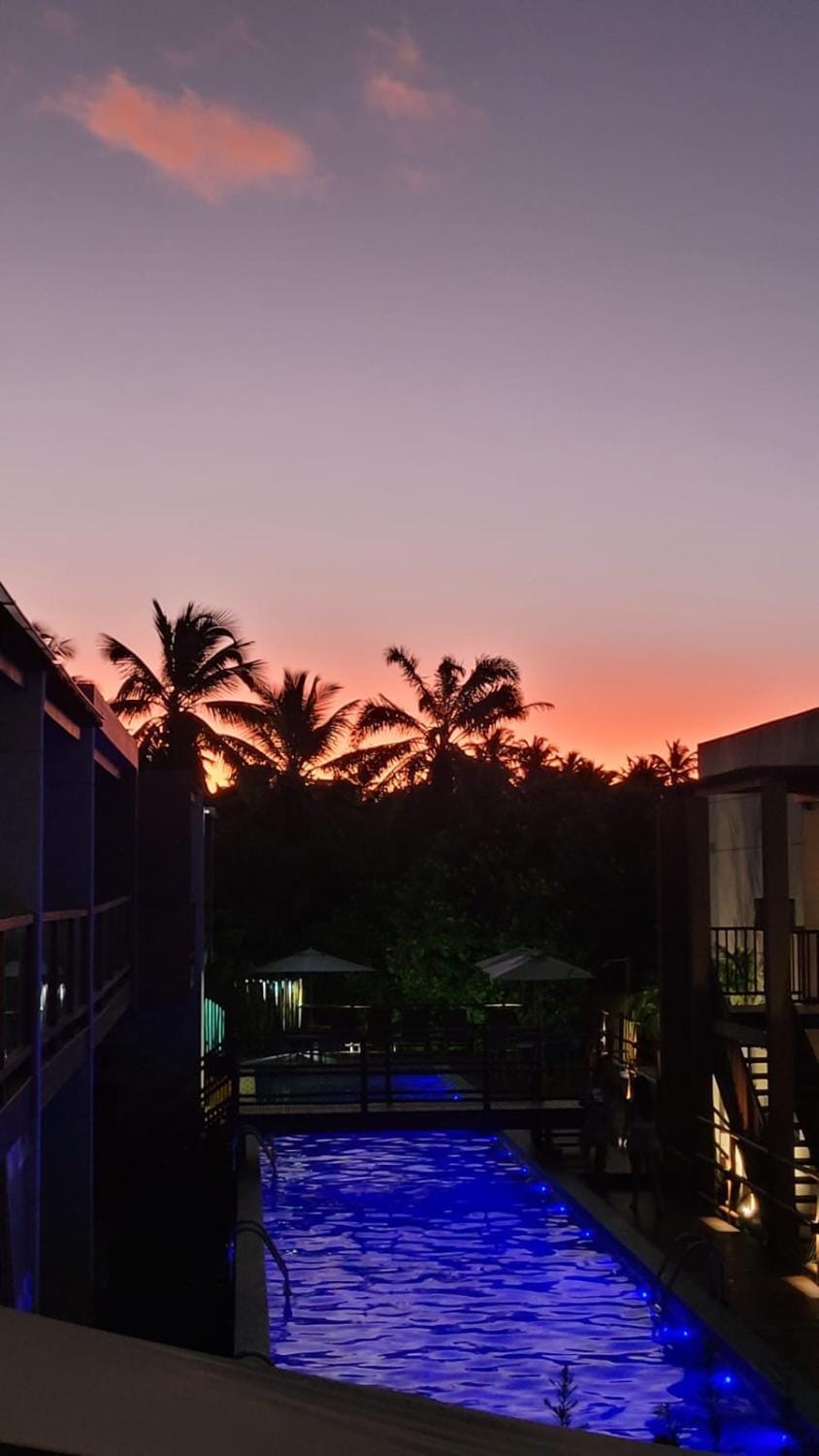 Night, Pool view, Swimming pool, Sunset, sunbed