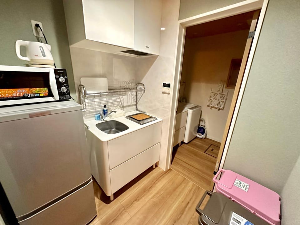 Kitchen or kitchenette, minibar, stove