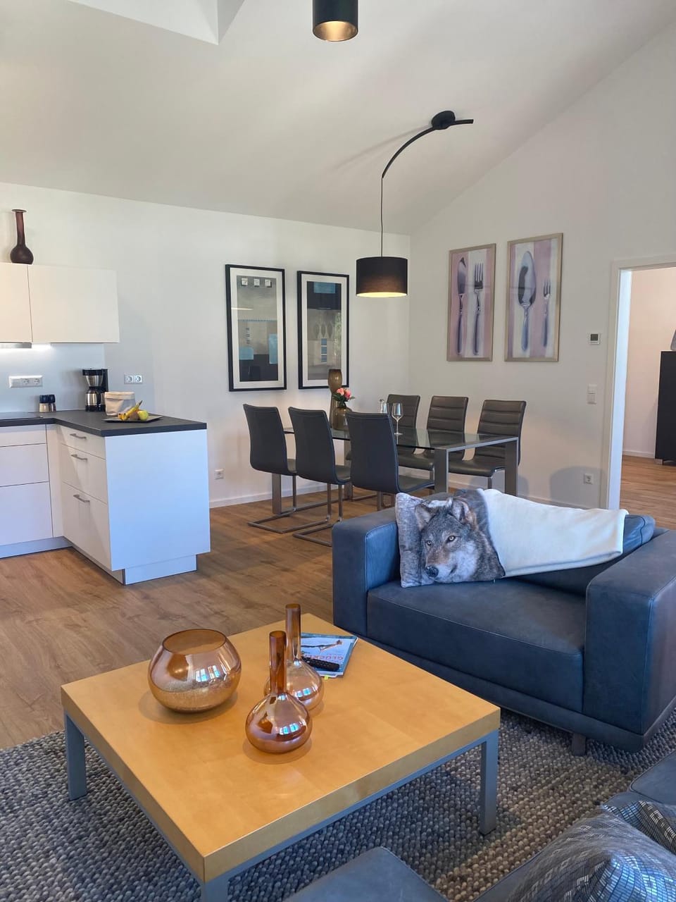 Kitchen or kitchenette, Living room, Dining area