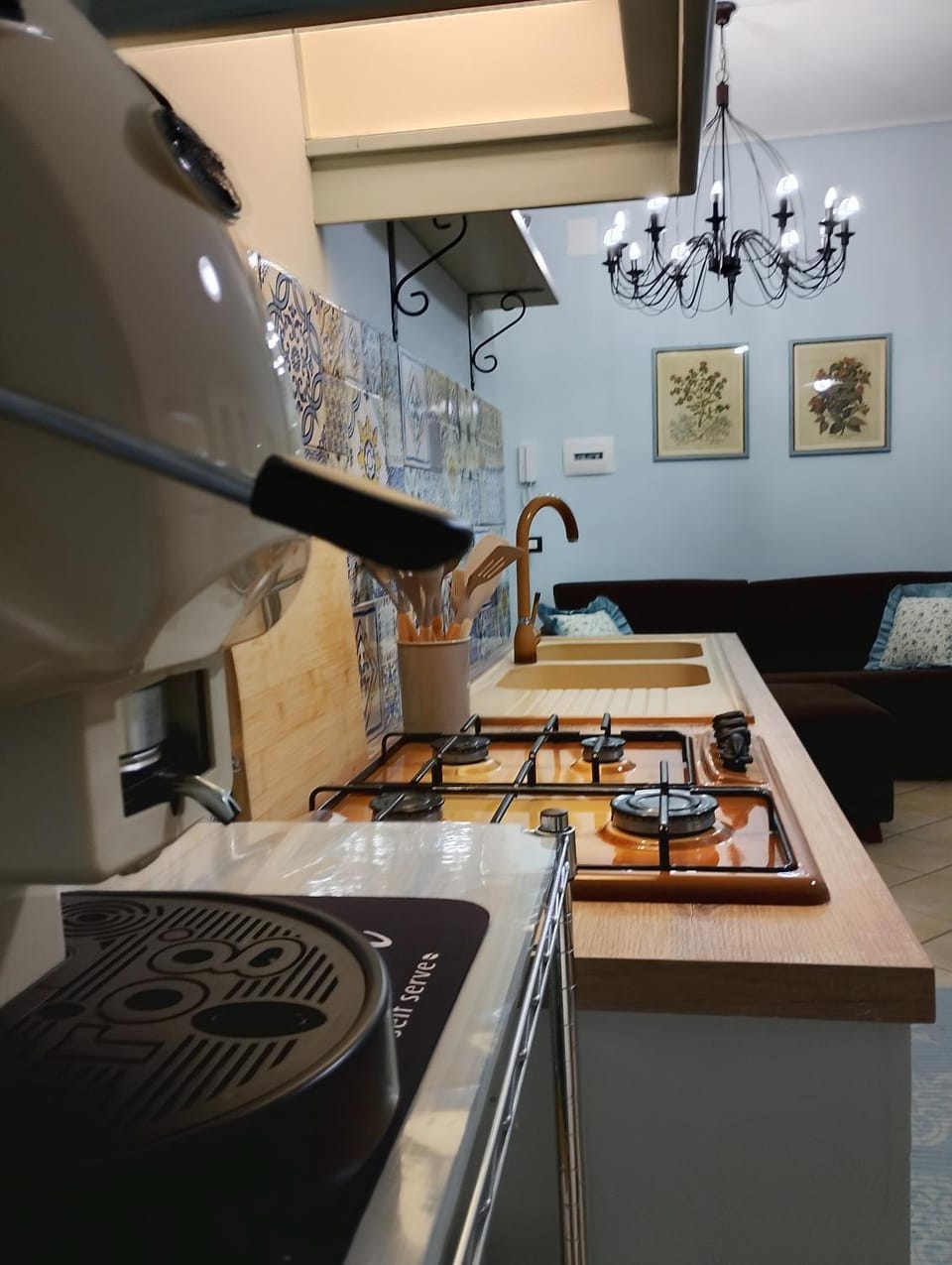 Kitchen or kitchenette, stove