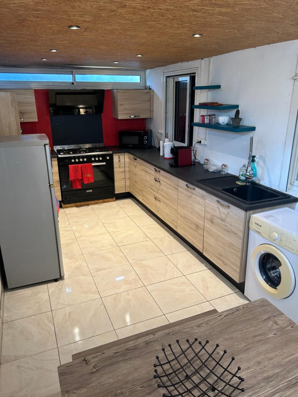 Kitchen or kitchenette, stove, kitchen