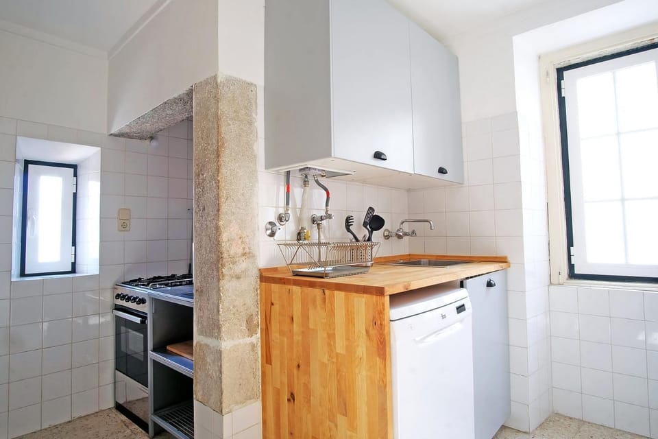 Kitchen or kitchenette, dishwasher, stove