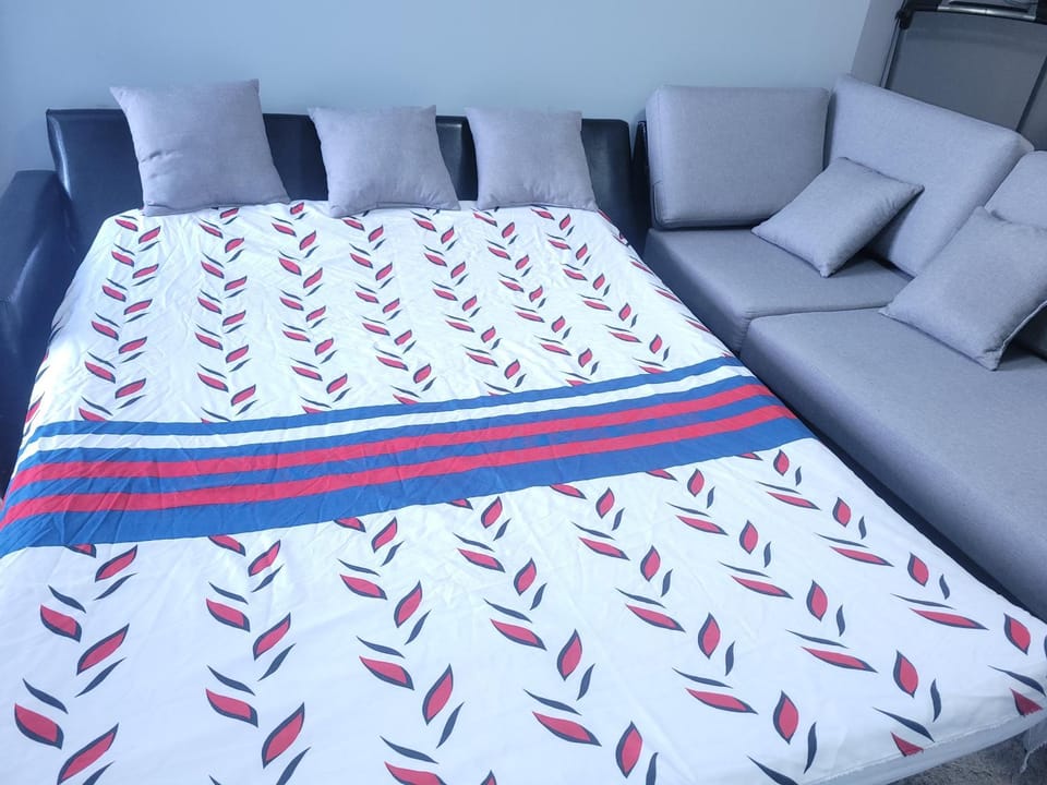 Bed, Living room, Seating area
