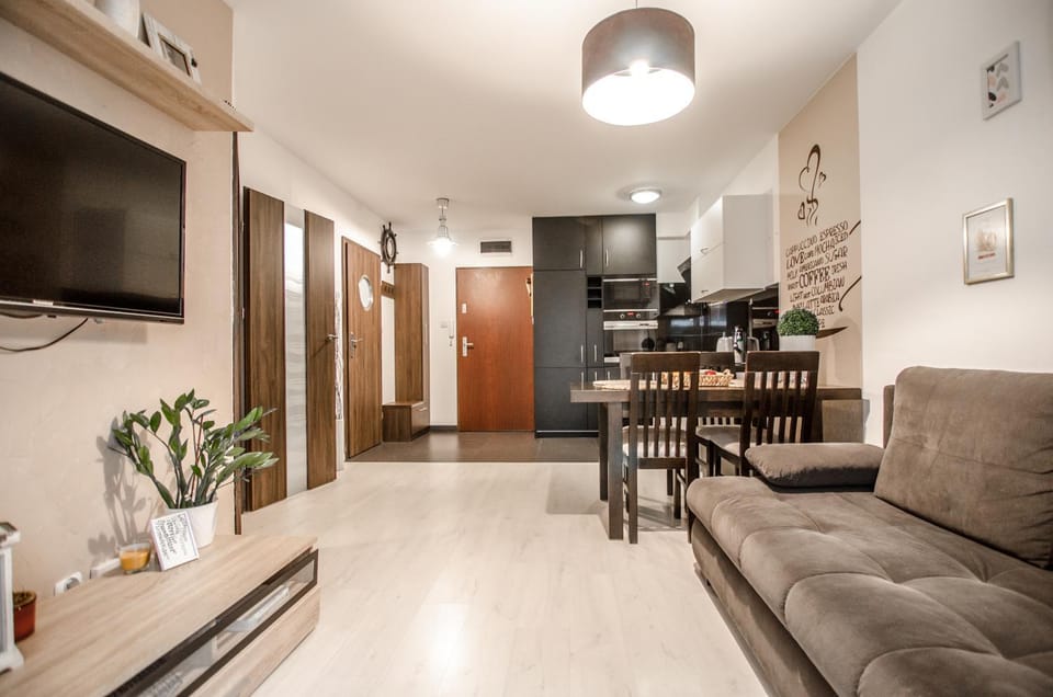 Kitchen or kitchenette, Living room, Seating area, Dining area