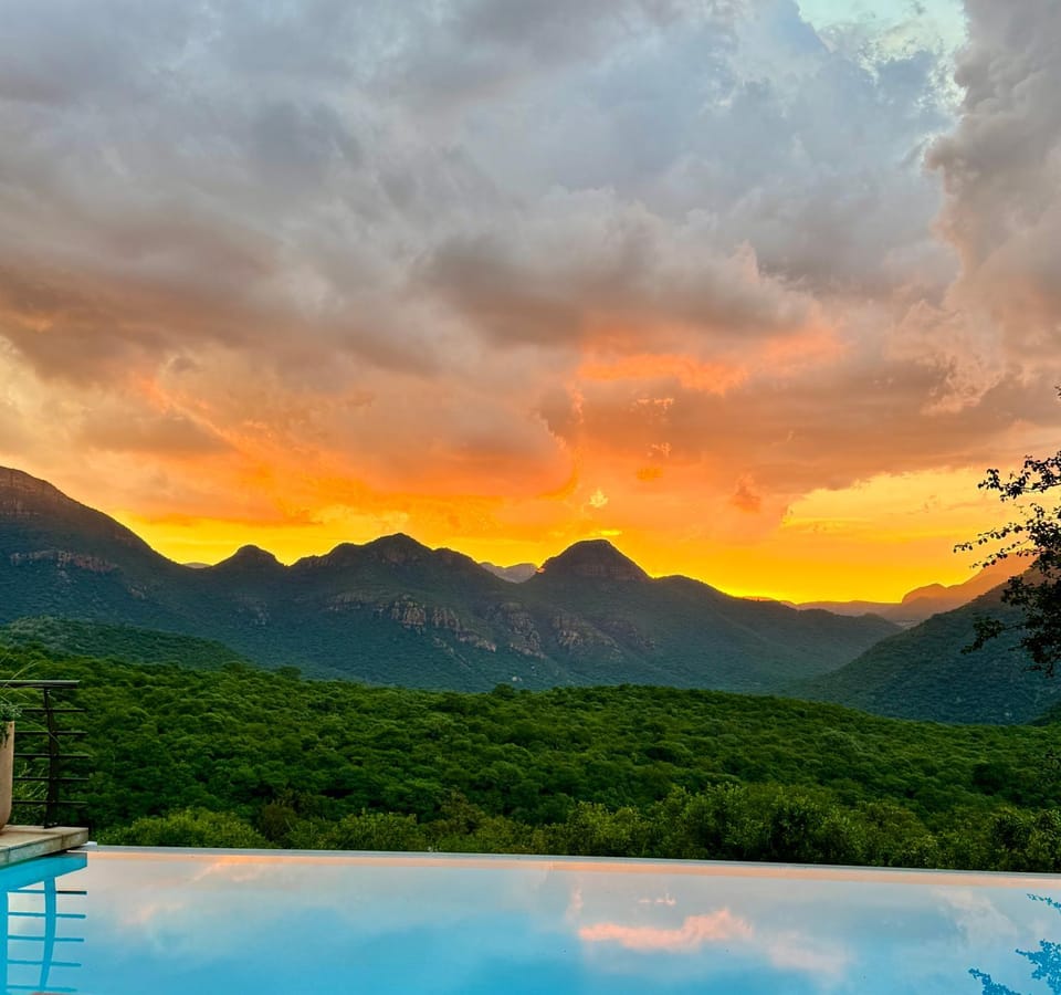 Mountain view, Pool view, Swimming pool, Sunset