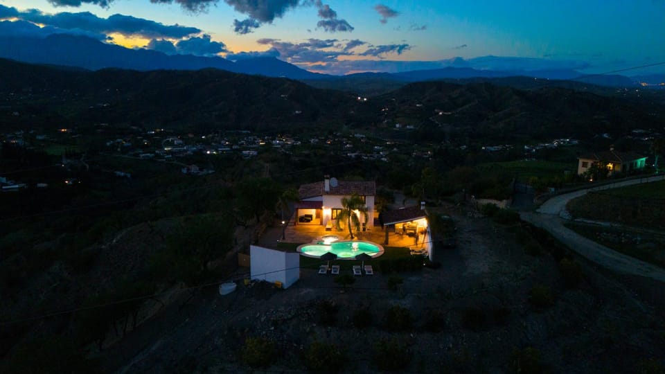 Property building, Night, Bird's eye view, Mountain view
