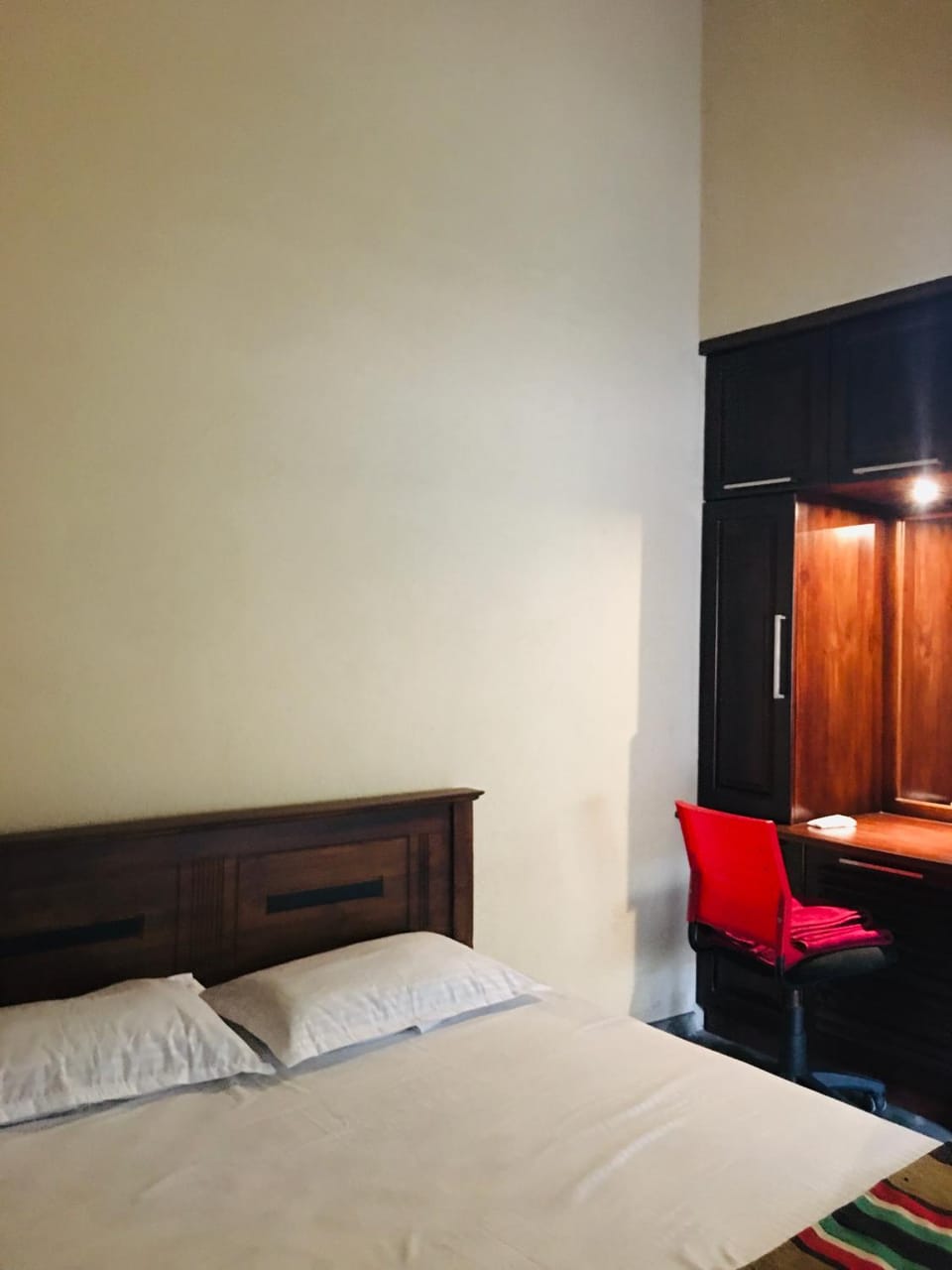Bed, wardrobe