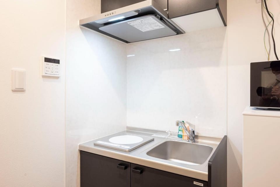 Kitchen or kitchenette, minibar, stove