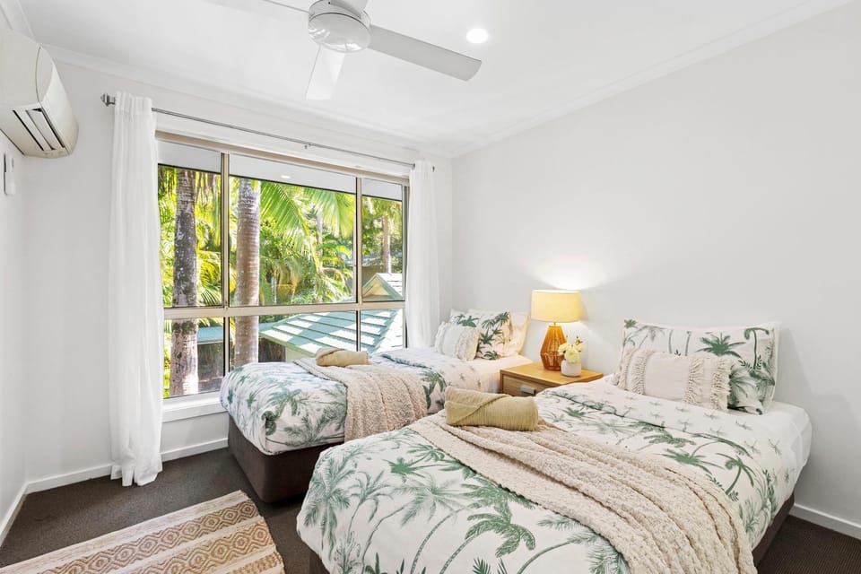 Bed, Bedroom, towels, wardrobe, air conditioner