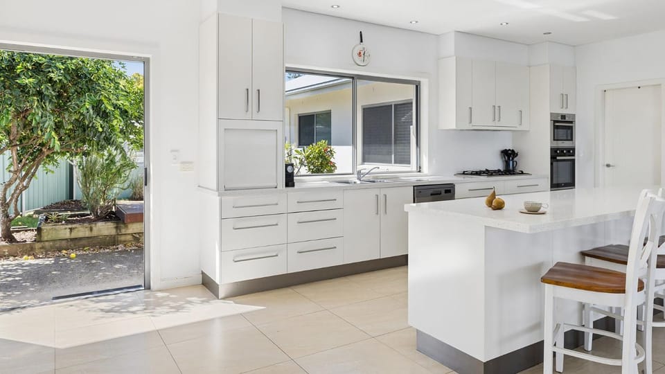 Kitchen or kitchenette, oven, toaster