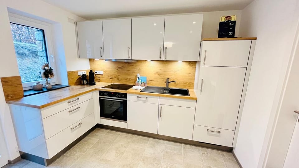 Kitchen or kitchenette, dishwasher, stove