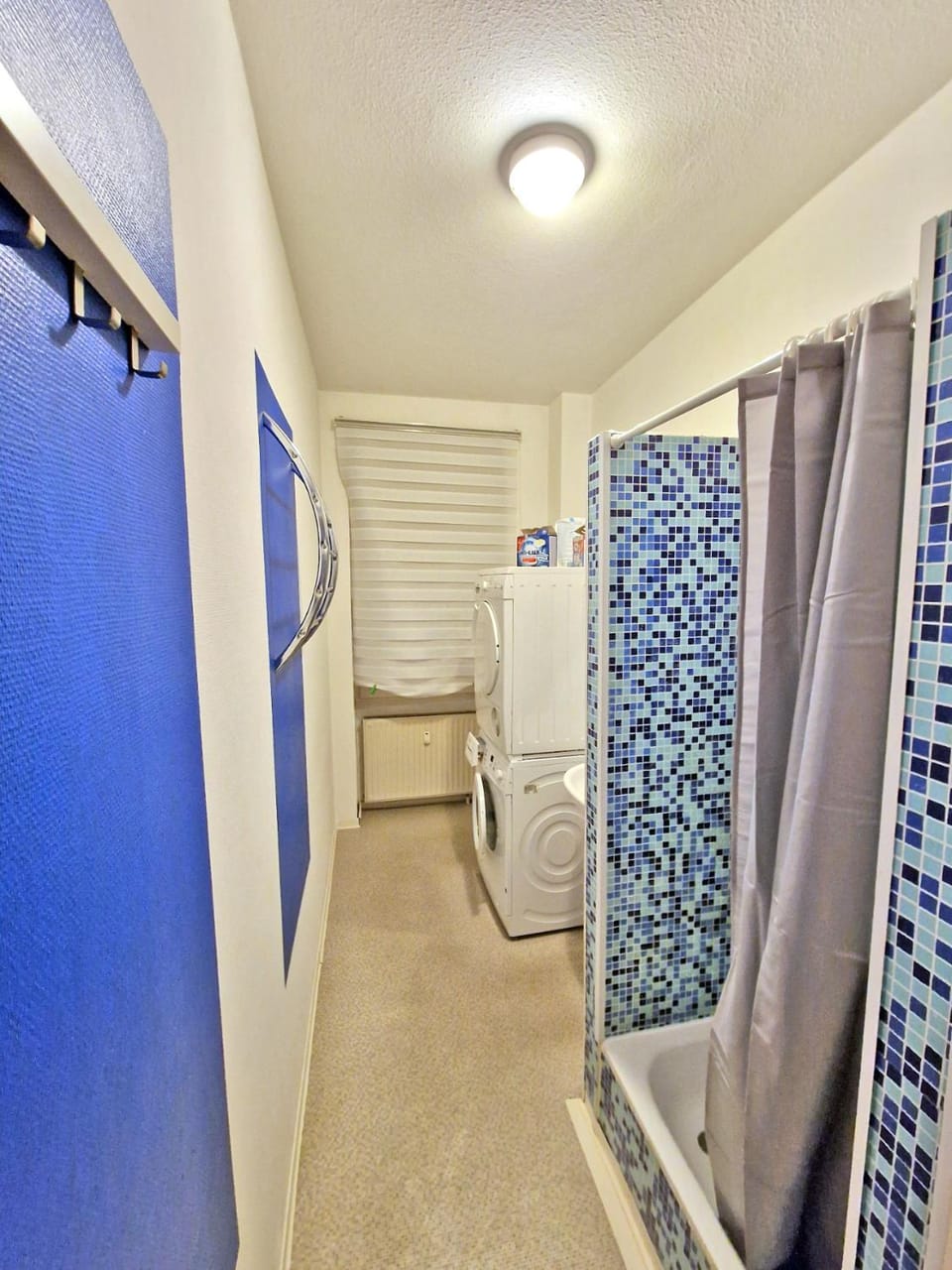 Shower, Toilet, Bathroom, Photo of the whole room, washing machine