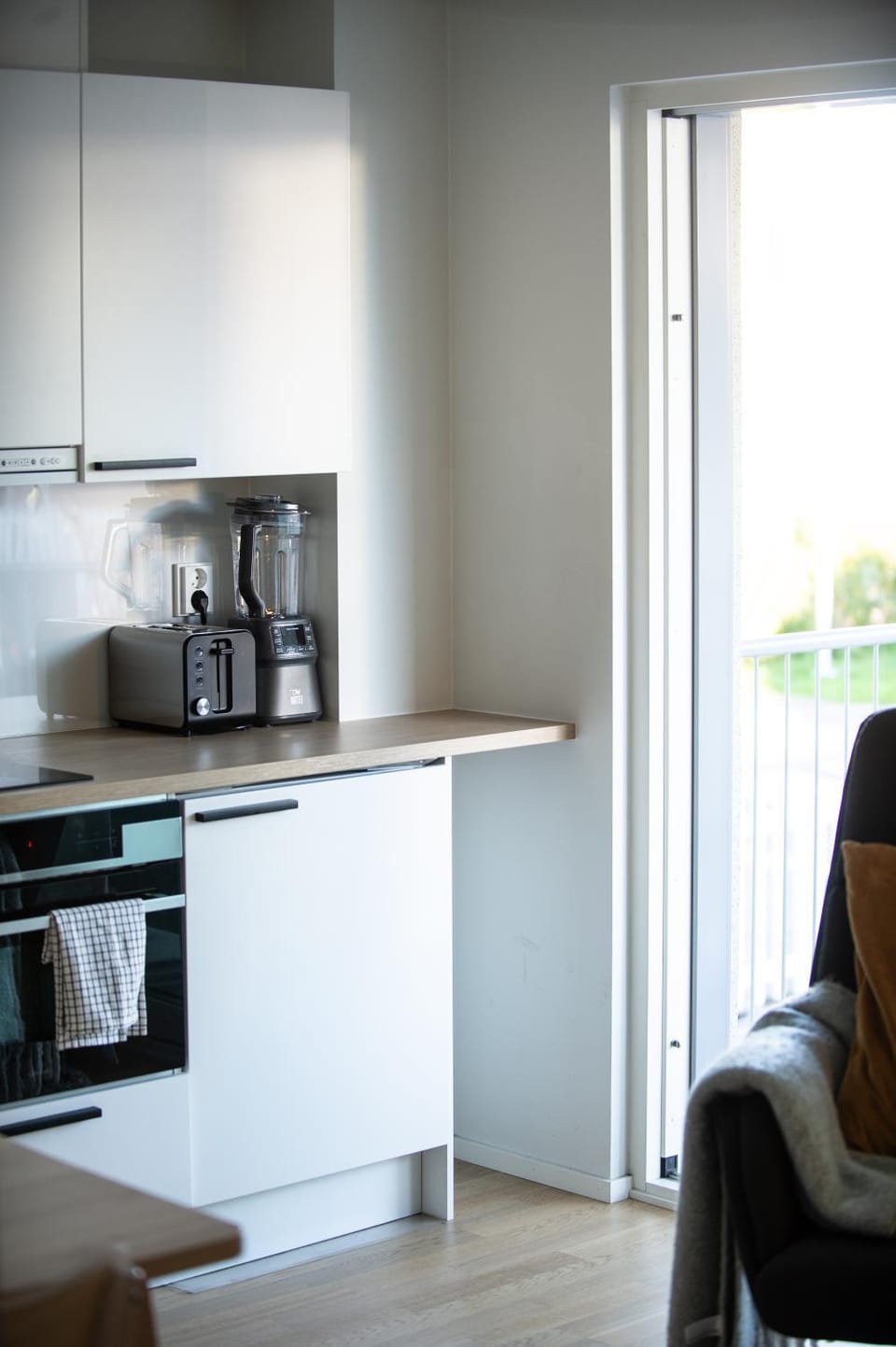 Kitchen or kitchenette, oven, stove, toaster