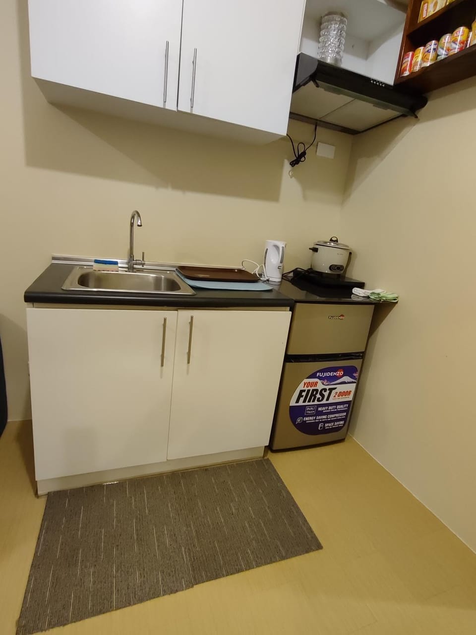 Kitchen or kitchenette, stove