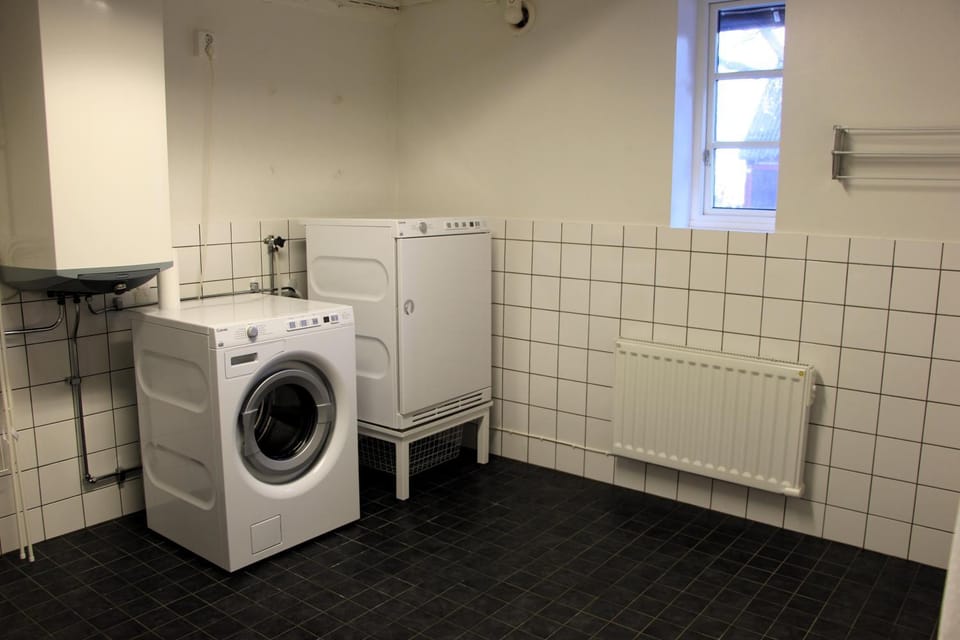 Bathroom, washing machine, dryer