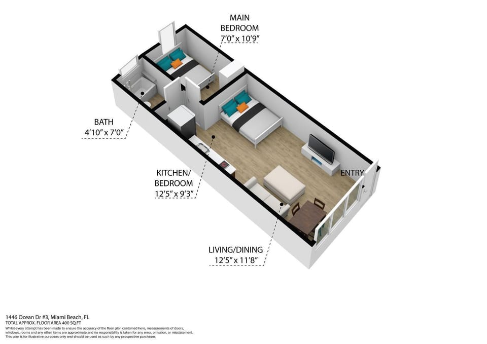 Beachside 1 b/r, w/2 Queen Beds, Ocean Drive SOBE Apartment in Flamingo Lummus