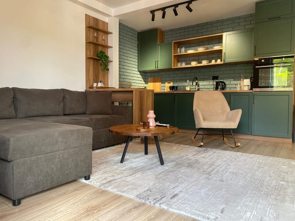 Kitchen or kitchenette, Living room, Seating area