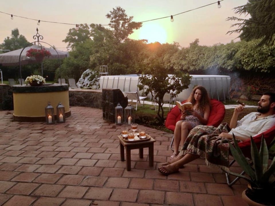 Property building, Guests, Sunset