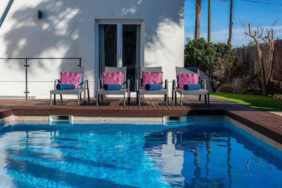 Property building, Living room, Swimming pool