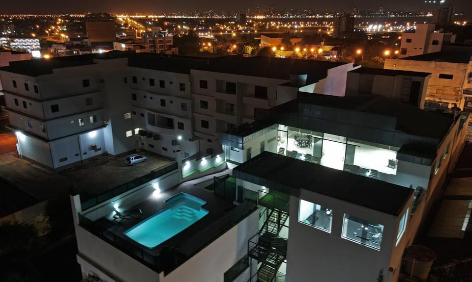 Night, Bird's eye view, Balcony/Terrace, City view, Pool view, Swimming pool