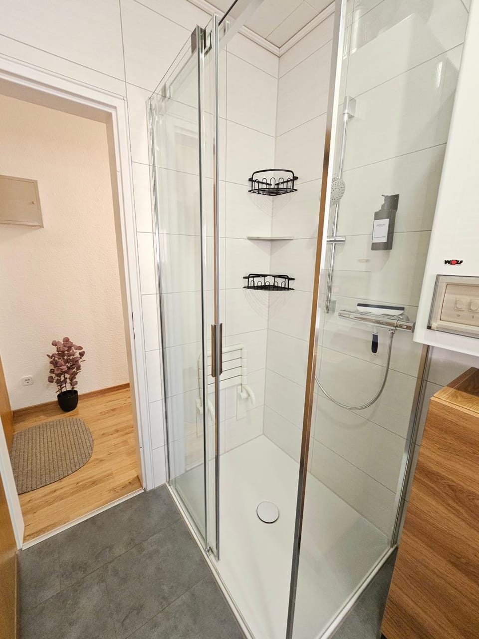 Shower, wardrobe