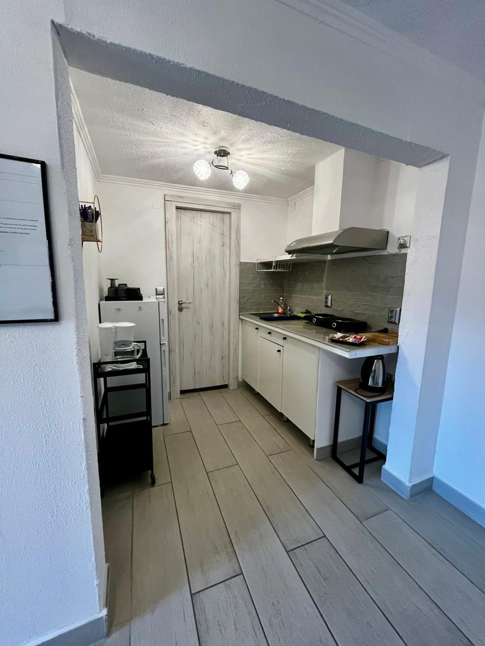 Coffee/tea facilities, Kitchen or kitchenette, Photo of the whole room, stove