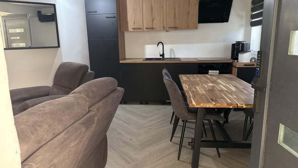 Kitchen or kitchenette, Living room, Seating area, Dining area, oven, stove