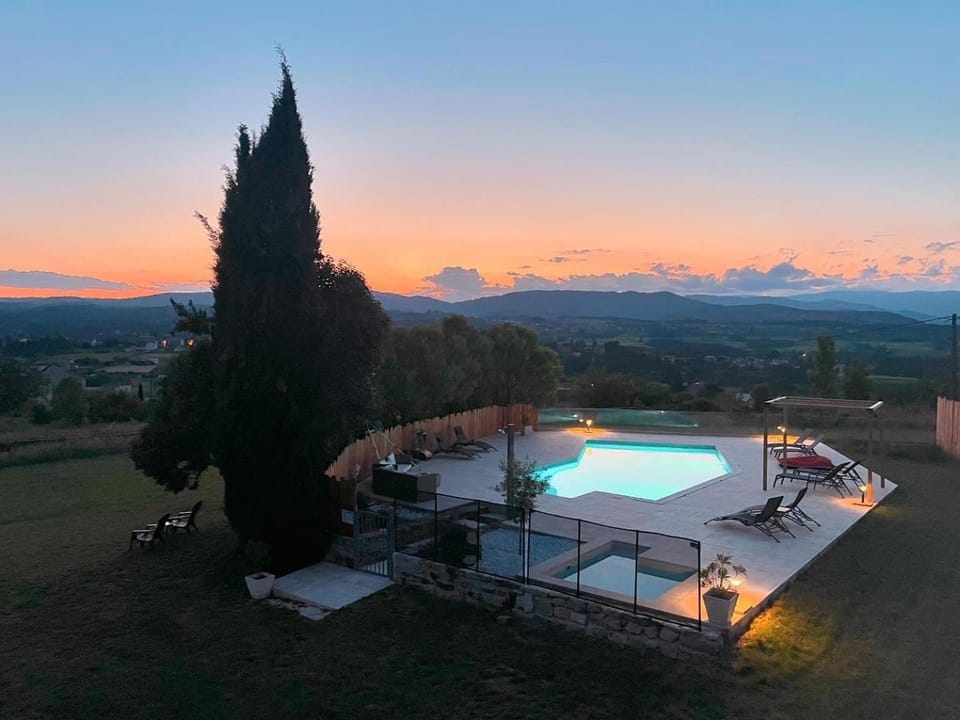 Natural landscape, Mountain view, Pool view, Swimming pool, Sunset