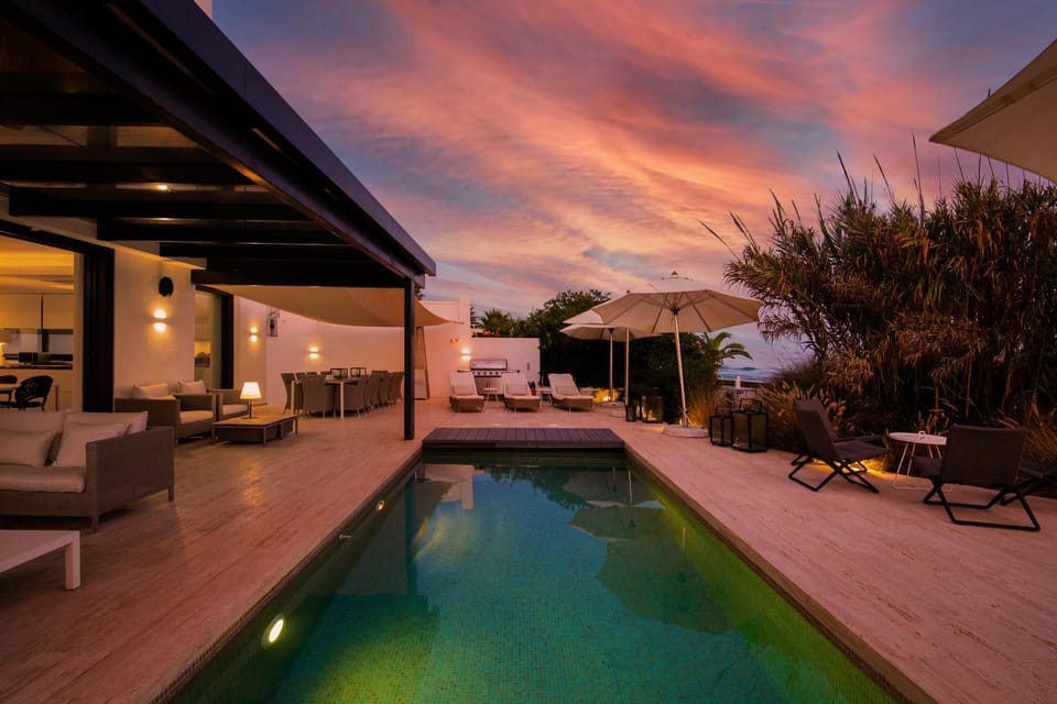 Seating area, Swimming pool, Sunset