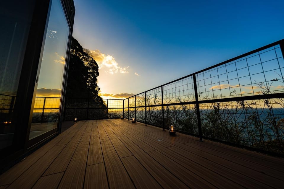 Natural landscape, View (from property/room), Balcony/Terrace, Sea view, Sunset