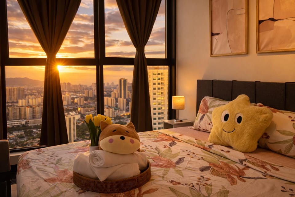 Bed, Photo of the whole room, Bedroom, City view