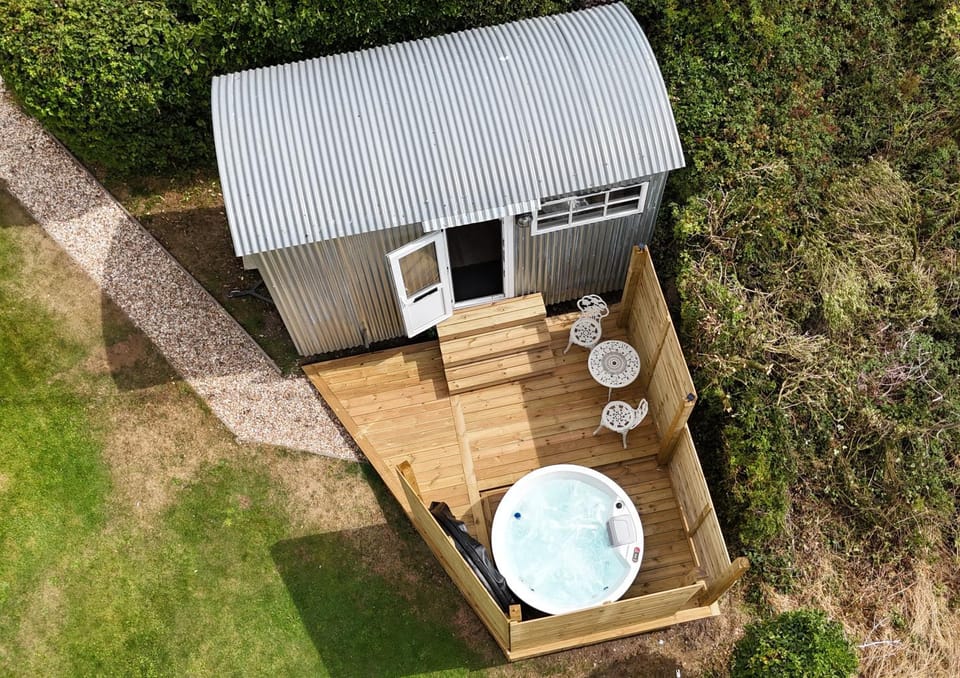 Shepherds hut with Hot Tub pet friendly Luxury tent in West Dorset District