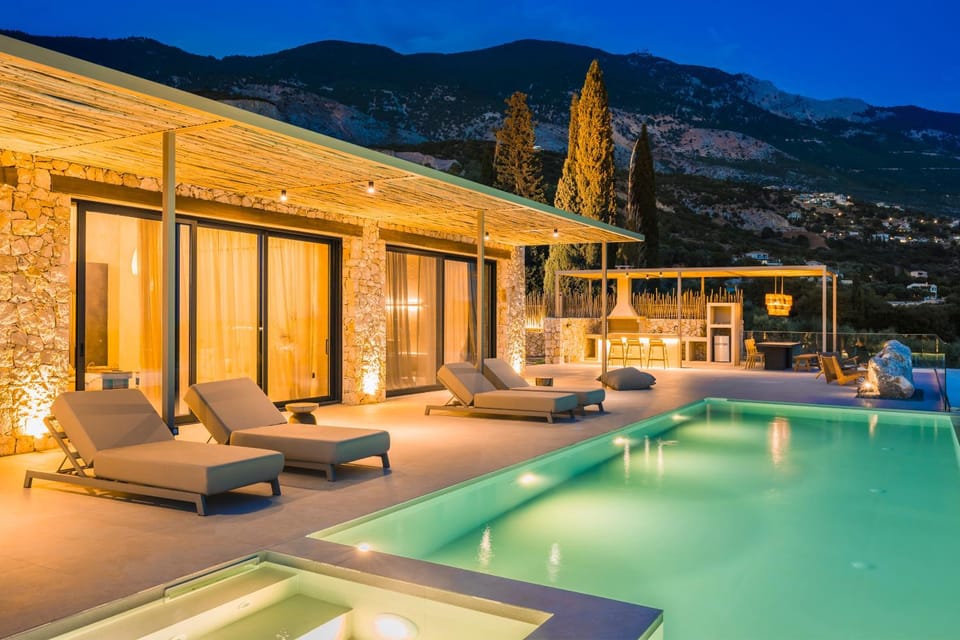 Property building, Natural landscape, Pool view, Swimming pool, sunbed