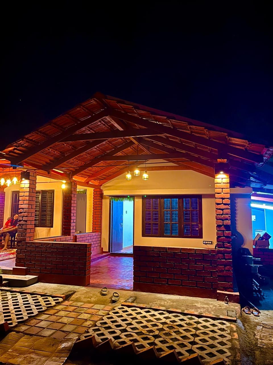 Property building, Patio, Night, Balcony/Terrace, Seating area