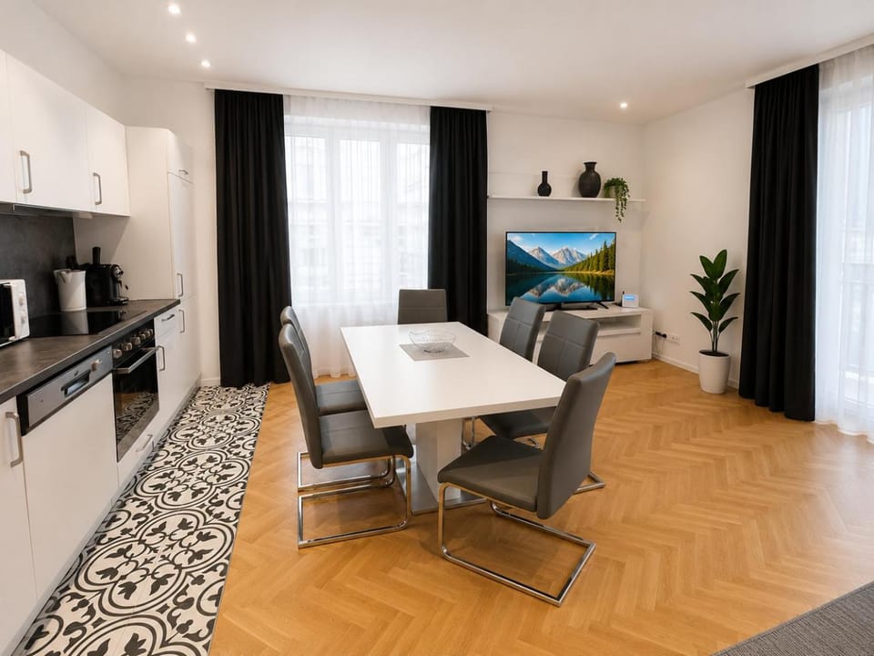 Living room, kitchen