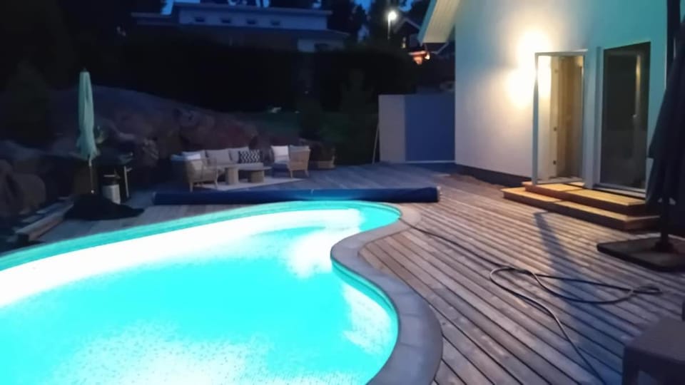 Night, Pool view, Swimming pool