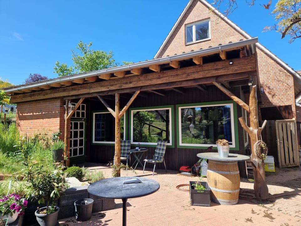 Property building, Patio, Garden, Dining area, Garden view