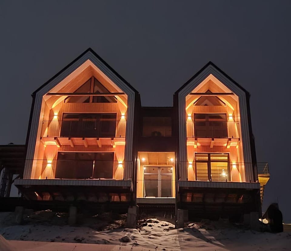 Property building, Night, Winter