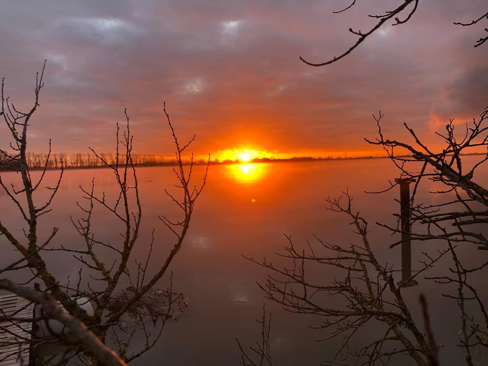 Natural landscape, River view, Sunset