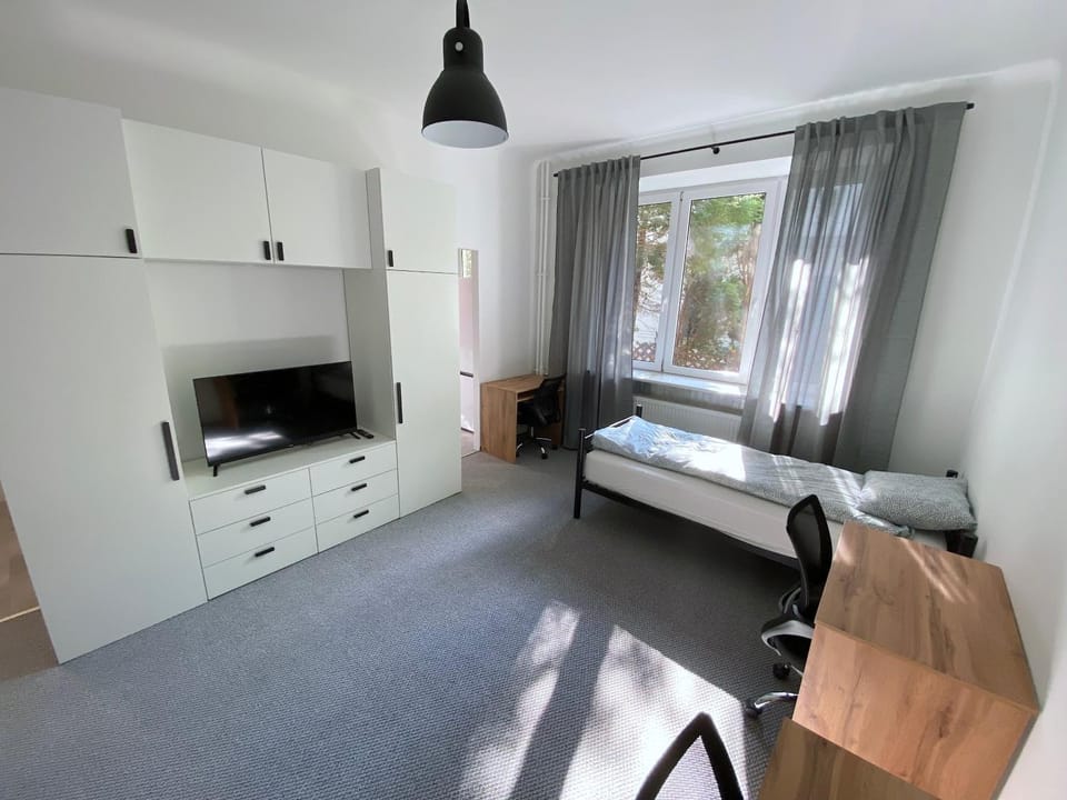 Bed, TV and multimedia, Photo of the whole room, hair dresser